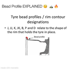 Tyre bead profiles / rim contour designations.