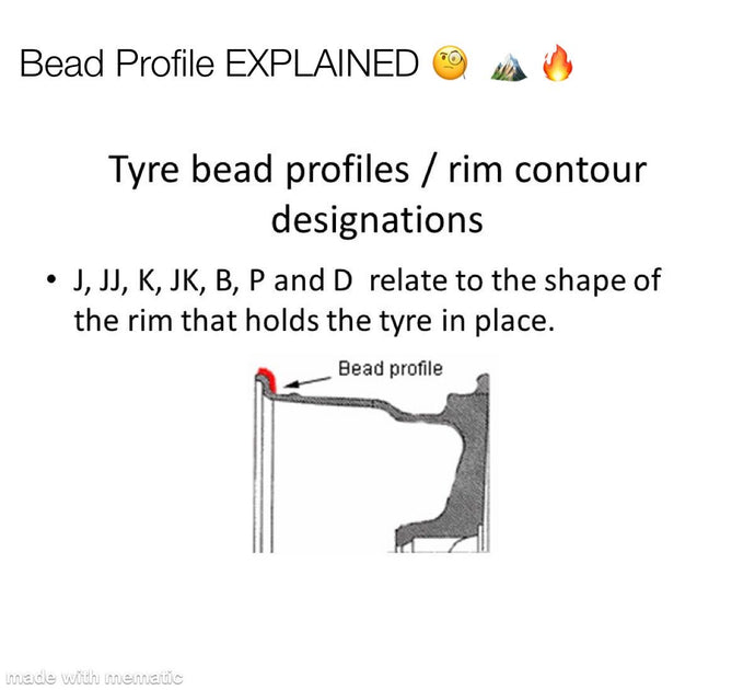 Tyre bead profiles / rim contour designations.