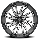 Lethal Wheels Malice LT09 24x12 -44 Gloss Black Machined Face