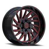 Lethal Wheels Rumble LT12 20x10 -18 Gloss Black Milled + Red