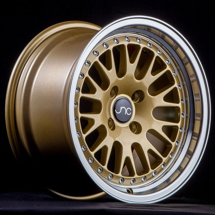 JNC001 | Gold Machined Lip | 15x8 | 4x100 | +25mm | CB: 73.1