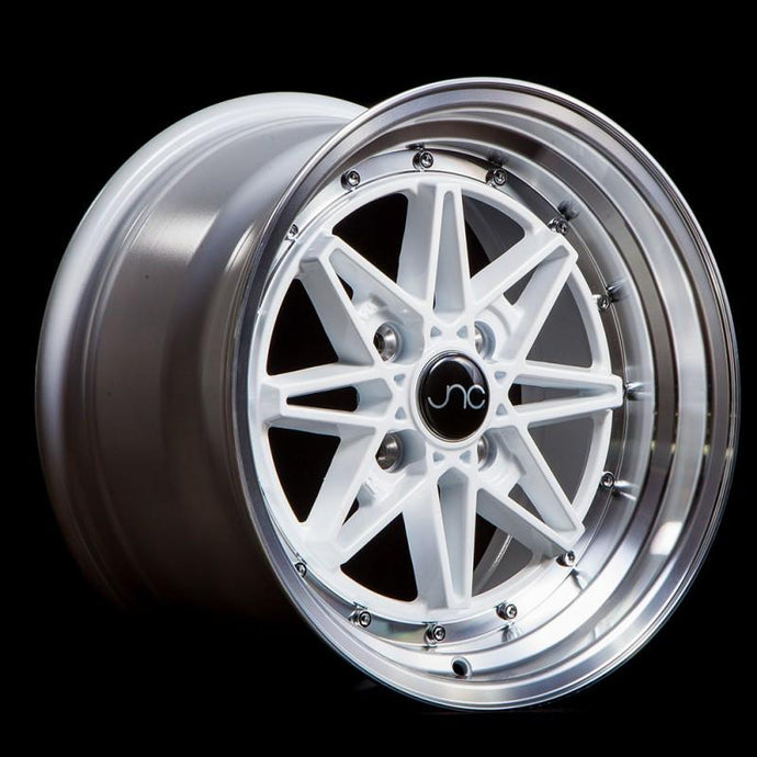 JNC002 | White Machined Lip | 15x8 | 4x100 | +25mm | CB: 73.1