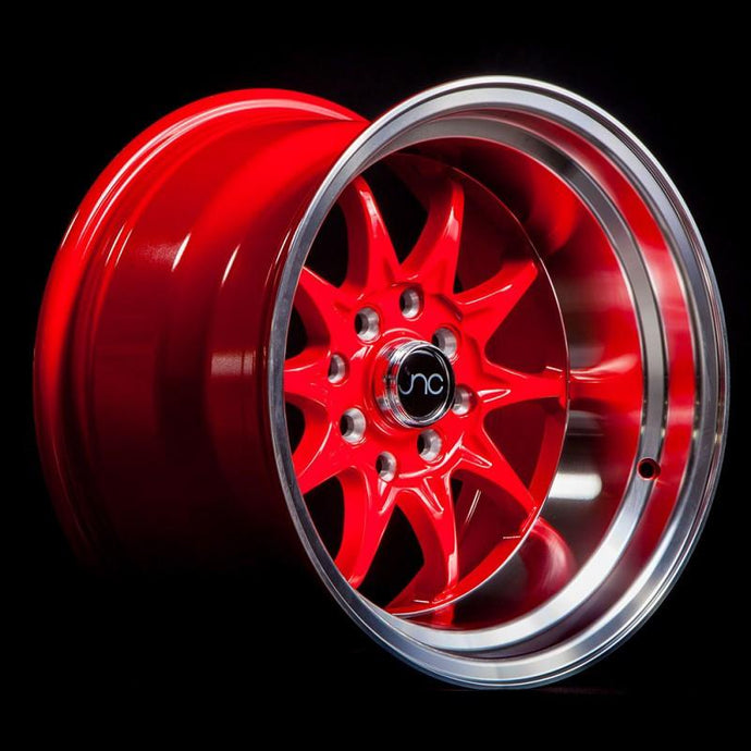 JNC003 | Red Machined Lip | 15x9 | 4x100/4x114.3 | +0mm | CB: 73.1