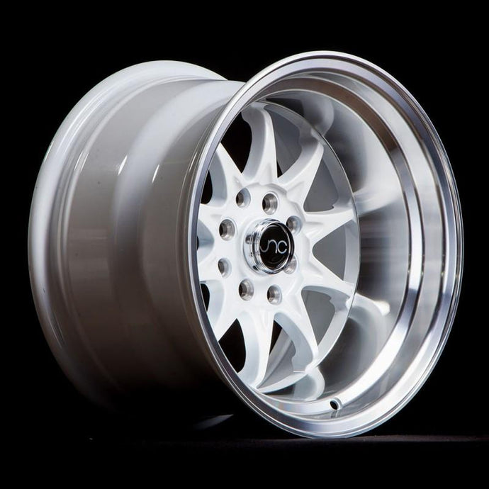 JNC003 | White Machined Lip | 15x8 | 4x100/4x114.3 | +0mm | CB: 73.1