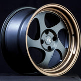 JNC034 | Matte Black Bronze Lip | 17x9 | 5x114.3 | +25mm | CB: 73.1