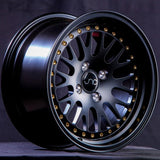 JNC001 | Matte Black w/ Gold Rivets | 15x8 | 4x100 | +25mm | CB: 73.1