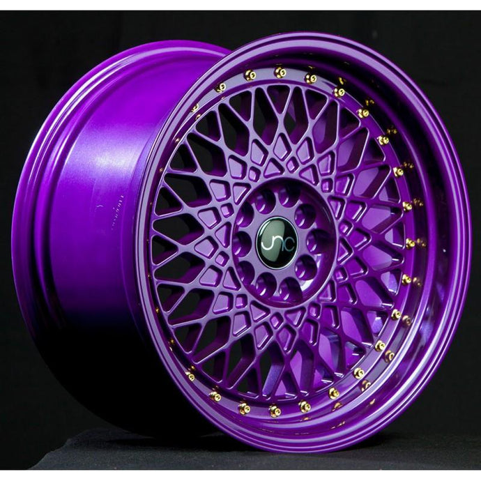 JNC031 | Candy Purple Gold Rivets | 17x9 | 5x100/5x114.3 | +30mm | CB: 73.1