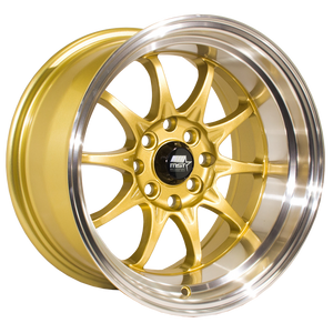 MT11 | Gold w/Machined Lip | 17x9.0 | 5x100/5x114.3 | +20mm
