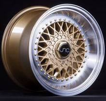 JNC004S | Gold Machined Lip Gold Rivets | 15x8 | 4x100/4x114.3 | +20mm | CB: 73.1