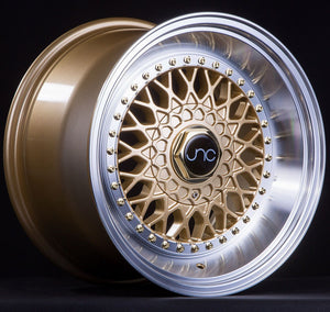 JNC004S | Gold Machined Lip Gold Rivets | 18x8.5 | 5x100/5x114.3 | +30mm | CB: 73.1