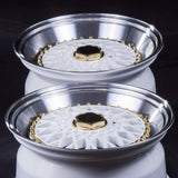 JNC004S | White Machined Lip Gold Rivets| 17x8.5 | 4x100/4x114.3 | +15mm | CB: 73.1