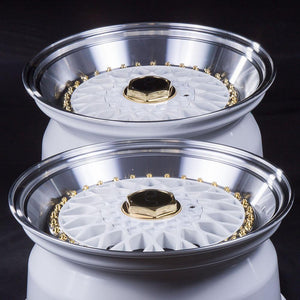 JNC004S | White Machined Lip Gold Rivets| 17x8.5 | 5x100/5x114.3 | +15mm | CB: 73.1