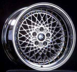 JNC045 | Platinum w/ Gold Rivets | 15x8.25 | 4x100 | +10mm | CB: 73.1