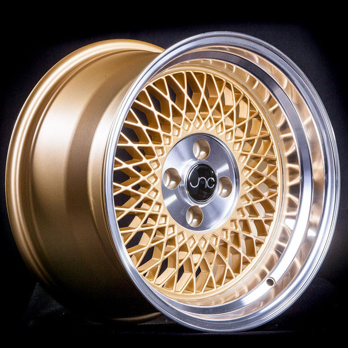 JNC031 | Gold Machined Lip | 15x8 | 4x100 | +20mm | CB: 73.1