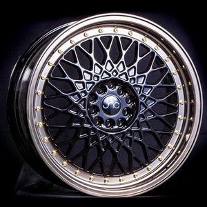 JNC031 | Matte Black Machined Bronze Gold Rivets | 18x9.5 | 5x100/5x114.3 | +35mm | CB: 73.1