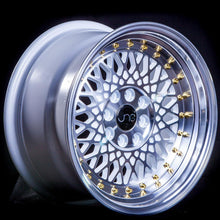 JNC031 | White Machined Face Gold Rivets | 16x8 | 4x100/4x114.3 | +20mm | CB: 73.1