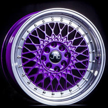 JNC031 | Candy Purple Machined Lip Chrome Rivets | 15x8 | 4x100/4x114.3 | +20mm | CB: 73.1