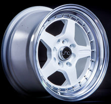 JNC009 | White Machined Lip | 15x8 | 4x100/4x114.3 | +25mm | CB: 73.1