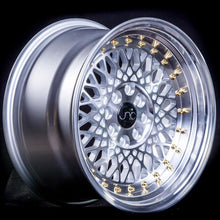 JNC031 | Silver Machined Face Gold Rivets | 17x9 | 4x100/4x114.3 | +30mm | CB: 73.1