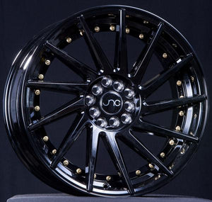 JNC051 | Gloss Black/Gold Rivets | 19x8.5 | 5x120 | +35mm | CB: 72.6