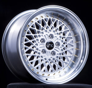 JNC045 | Silver Machined Lip w/ Gold Rivets | 18x9.75 | 5x114.3 | +20mm | CB: 73.1