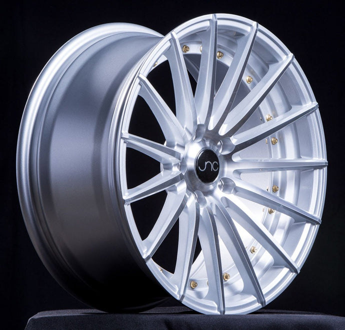 JNC042 | Silver Machined Face Gold Rivets | 20x10 | 5x114.3 | +38mm | CB: 73.1