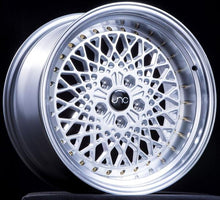 JNC045 | Silver Machined Lip w/ Gold Rivets | 15x8.25 | 4x100 | +10mm | CB: 73.1