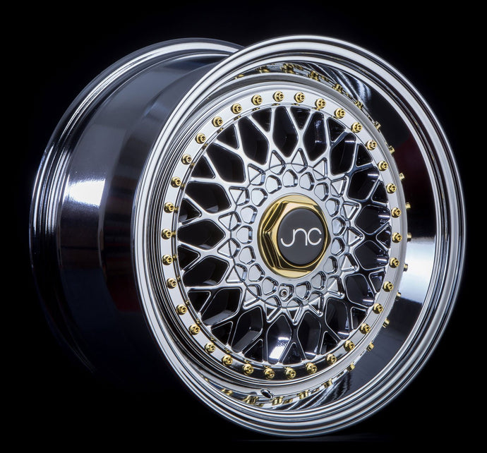 JNC004S | Hyper Black Gold Rivets | 15x8 | 4x100/4x114.3 | +20mm | CB: 73.1