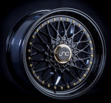 JNC004 | Matte Black Gold Rivets | 17x8.5 | 4x100/4x114.3 | +15mm | CB: 73.1