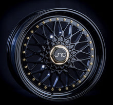 JNC004 | Matte Black Gold Rivets | 17x8.5 | 4x100/4x114.3 | +15mm | CB: 73.1