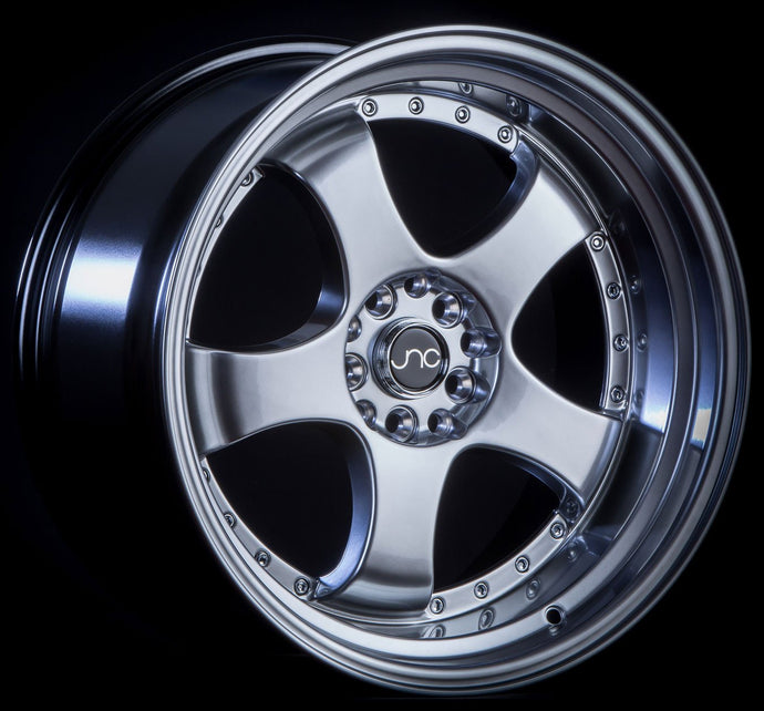 JNC017 | Hyper Black Machined Lip with Chrome Rivets | 18x9.5 | 5x100/5x114.3 | +25mm | CB: 73.1