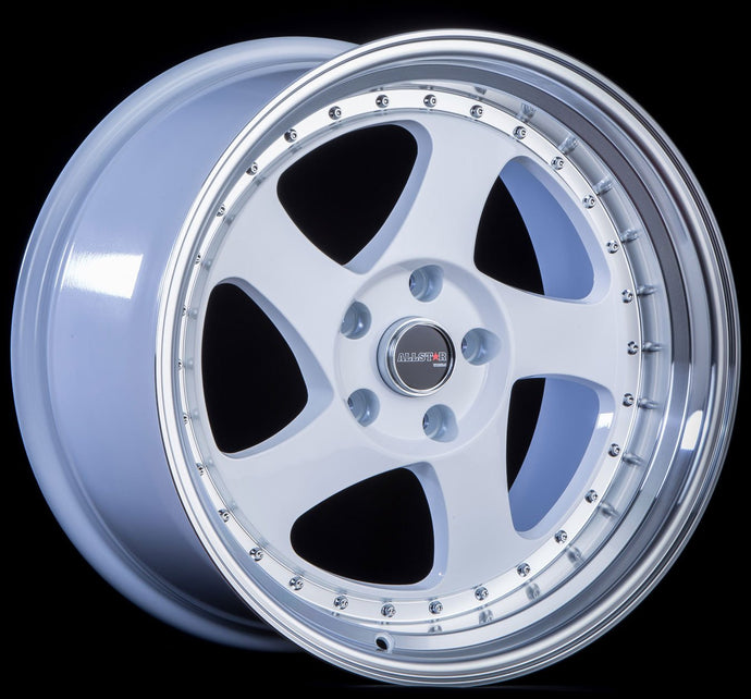 JNC034 | White Machined Lip Gold Rivets | 18x8.5 | 5x114.3 | +30mm | CB: 73.1