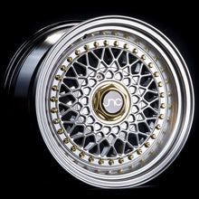 JNC004S | Silver Machined Lip Gold Rivets| 17x10 | 4x100/4x114.3 | +25mm | CB: 73.1