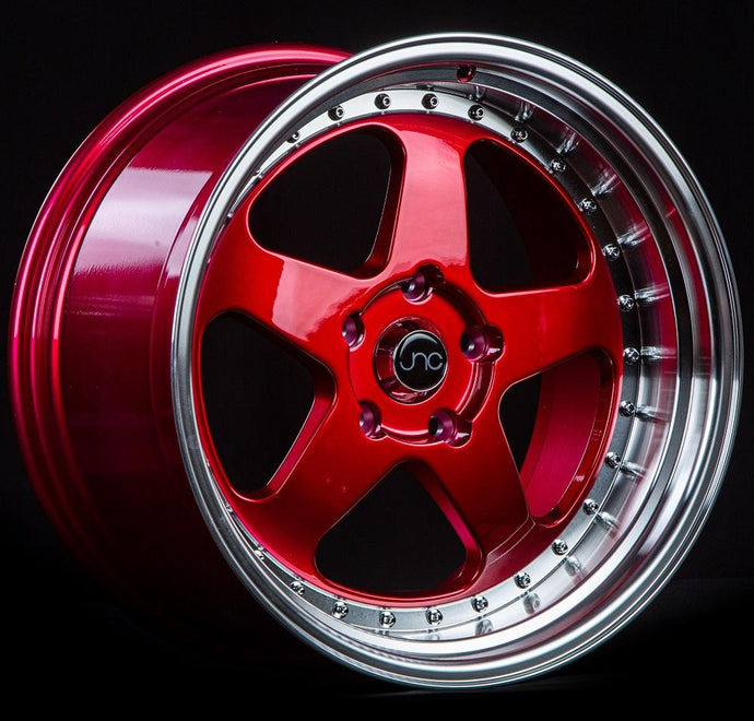 JNC010 | Candy Red Machined Lip | 18x9 | 5x112 | +30mm | CB: 66.66