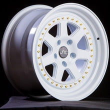 JNC048 | WHITE WITH GOLD RIVETS | 17x8 | 5x114.3 | +30mm | CB: 73.1