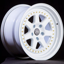 JNC048 | WHITE WITH GOLD RIVETS | 17x8 | 4x100 | +30mm | CB: 73.1