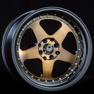 JNC010 | Matte Black Matte Bronze Lip Gold Rivets | 17x9 | 5x114.3 | +25mm | CB: 73.1