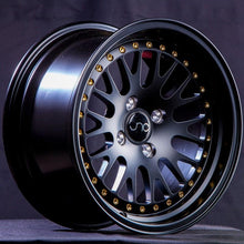 JNC001 | Matte Black w/ Gold Rivets | 16x9 | 5x100/5x114.3 | +25mm | CB: 73.1