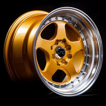 JNC010 | Gold Machined Lip | 15x8 | 4x100/4x114.3 | +20mm | CB: 73.1