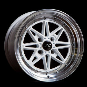 JNC002 | White Machined Lip | 15x8 | 4x100 | +25mm | CB: 73.1
