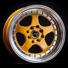 JNC010 | Gold Machined Lip | 15x8 | 4x100/4x114.3 | +20mm | CB: 73.1
