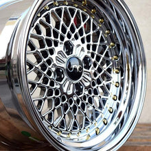JNC045 | Platinum w/ Gold Rivets | 15x8.25 | 4x100 | +10mm | CB: 73.1