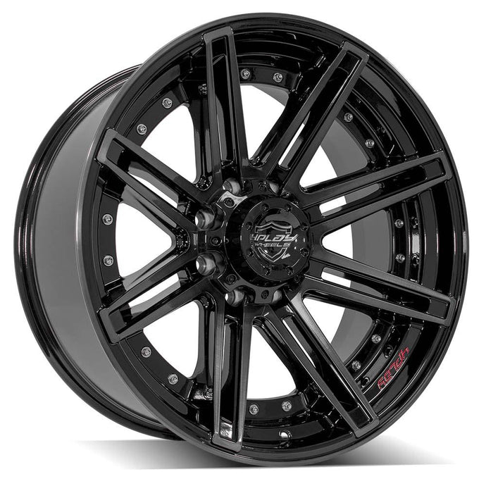Gen2 4P08 | Gloss Black w/ Brushed Face & Tinted Clear | 22x10 | 8x180 | -24mm
