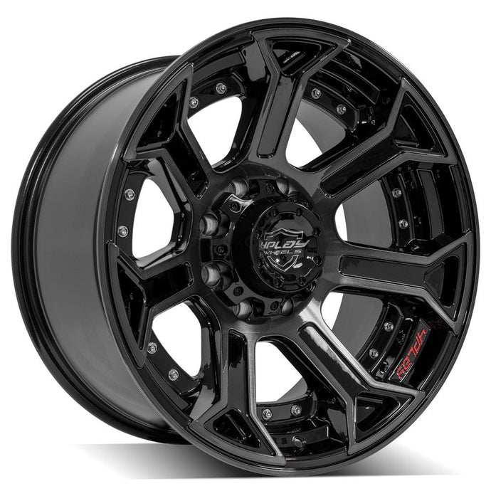 Gen2 4P70 | Gloss Black w/ Brushed Face & Tinted Clear | 20x10 | 8x180 | -24mm