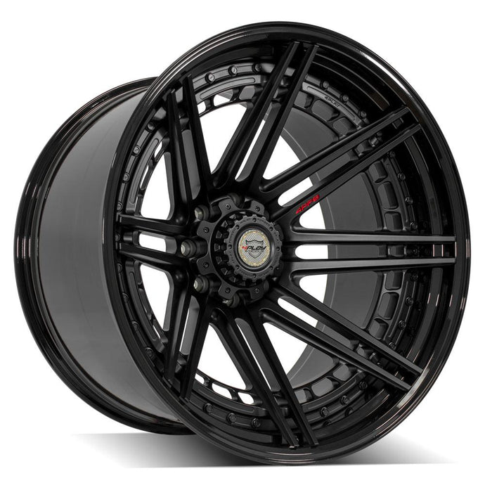 4PF8 | Matte Black Center w/ Gloss Black Barrel | 24x14 | 8x180 | -76mm