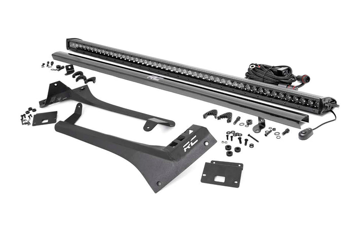 Jeep 50-inch Straight LED Light Bar Upper Windshield Kit w/ Single-Row Black Series LED (20-21 Gladiator JT, 18-21 Wrangler JL)