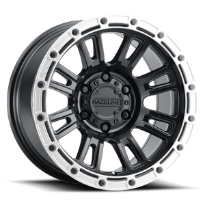 Compass | Satin Black with Silver Ring | 17x9 | 8x170 | -12mm
