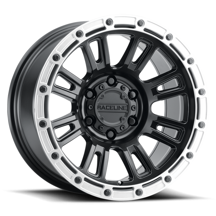 Compass | Satin Black with Silver Ring | 17x9 | 8x170 | -12mm