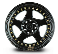 AH01 | Full Gloss Black ( Gold Rivet) | 15x8 | 4x100/114.3 | +20mm | CB73.1