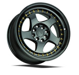 AH01 | Full Gloss Black ( Gold Rivet) | 15x8 | 4x100/114.3 | +20mm | CB73.1